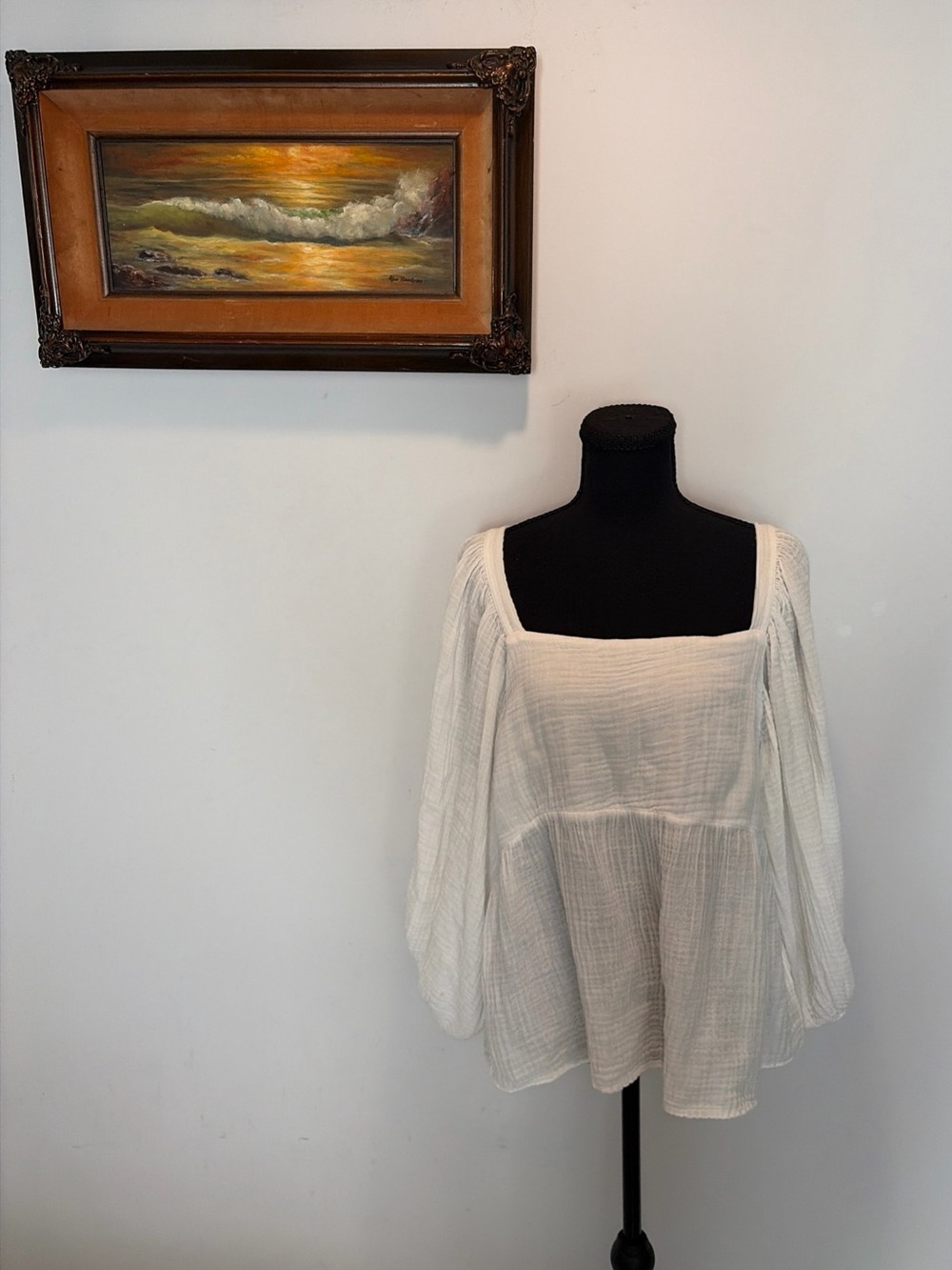 Michael Stars  Flowy Top Gauzy Cotton Hippie Boho Romantic Coquette Breezy